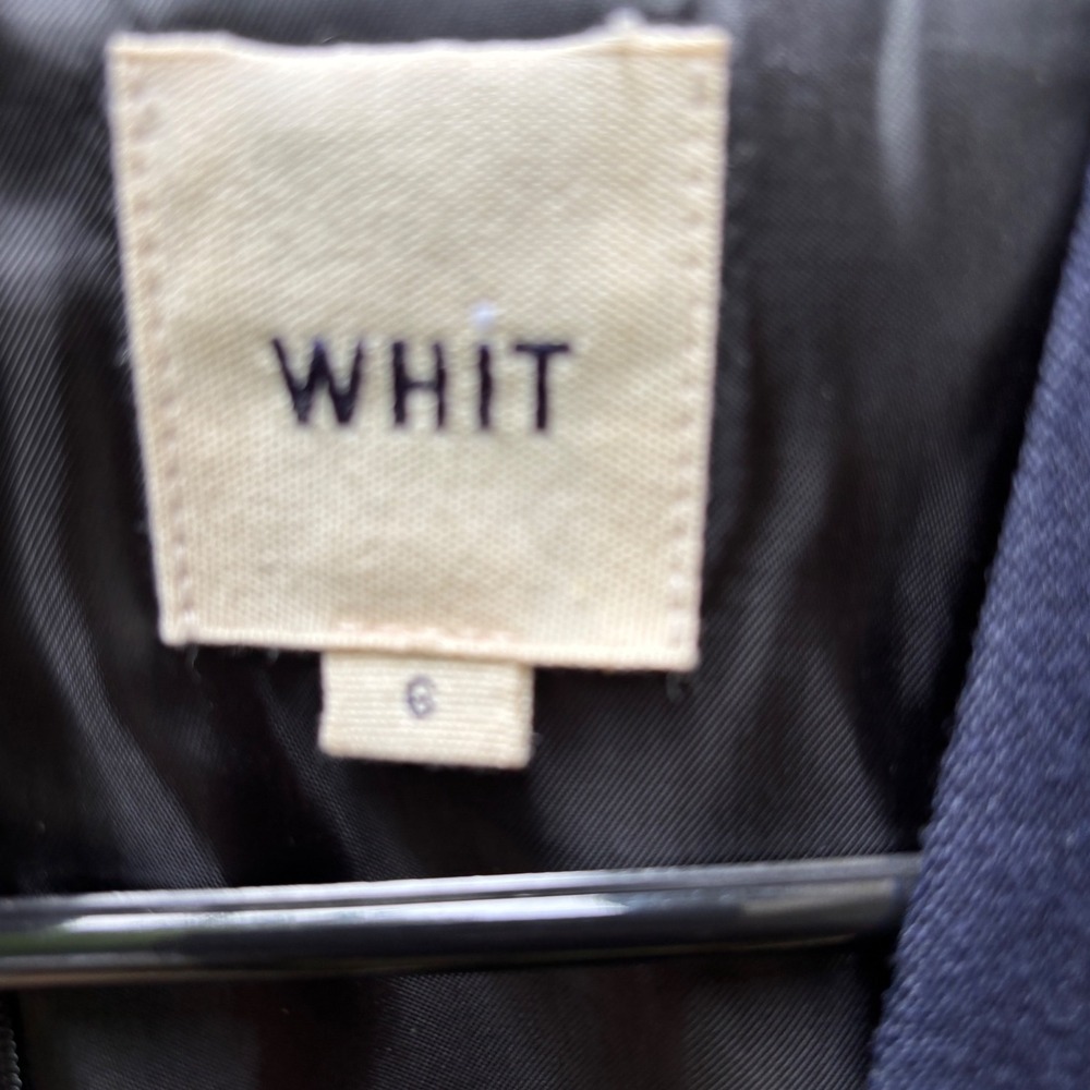 WHIT Navy Blue Wool Blend Deep V-Neck Pleated Jumper Mini Dress‎ Size 6 - Picture 5 of 8